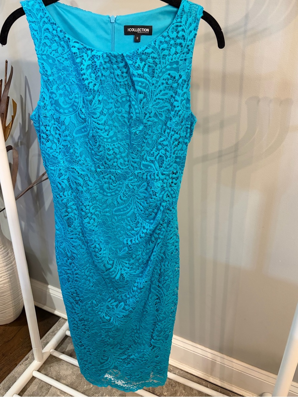The COLLECTION Debenhams Turquoise Lace Midi Dress - Sleeveless Sheath size 8